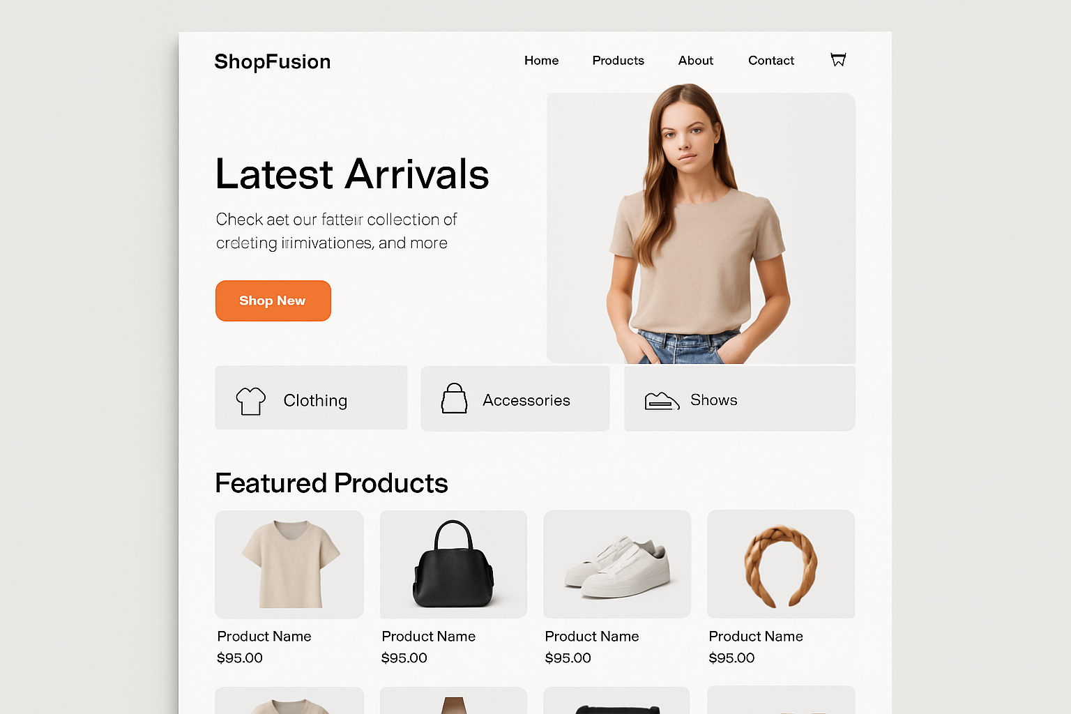 Create a ecommerce shop template give a sample name please