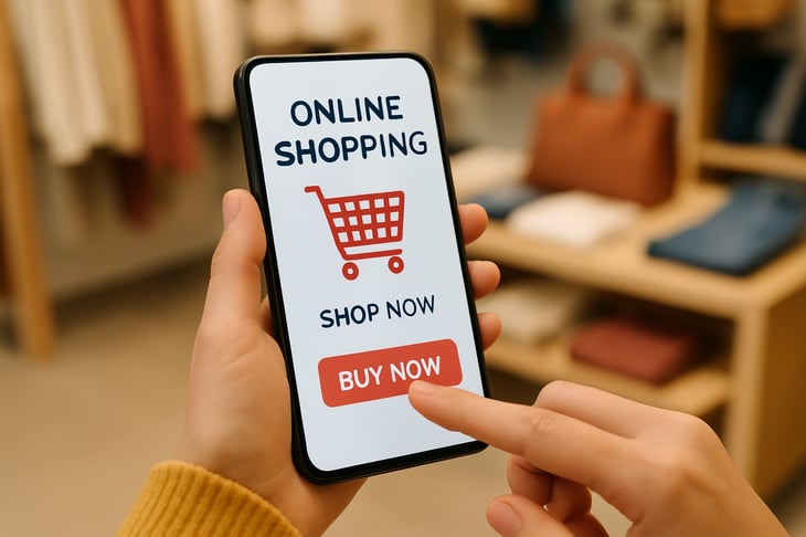 Generate an image of a person shopping on mobile-1