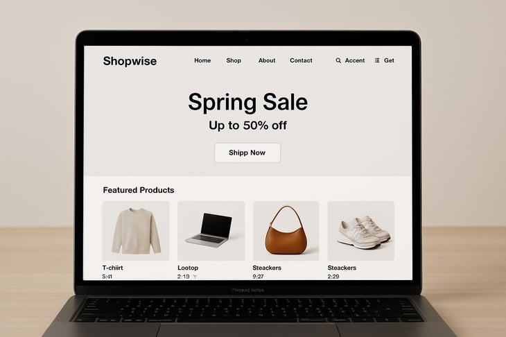Generate an image of an ecommerce platform no need of illustration give a actual image give a random name for the platform