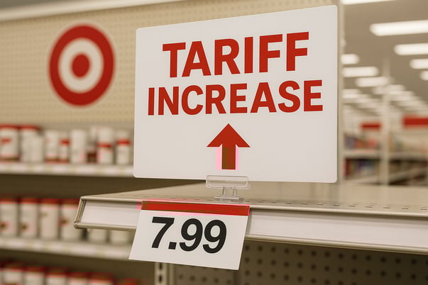 Generate an image that represents the tariff increase Can you please give the price increase in a mega store like target-1