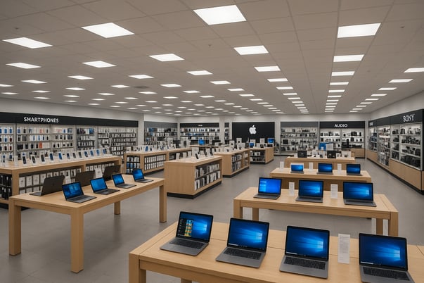 Generate the photo of a electronic store