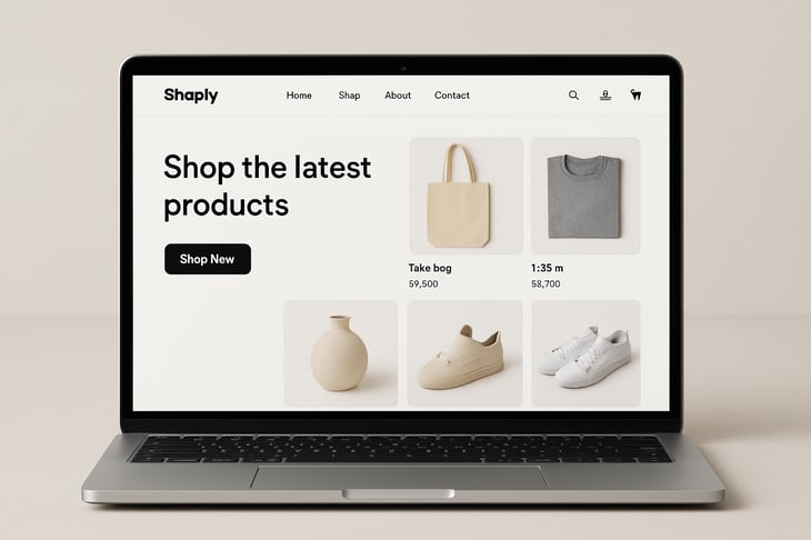 PLease create a image of the ecoomerce store Give it a random name and show it on a laptop-1