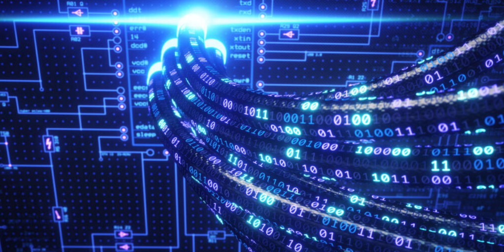 A binary illustration of an AI system