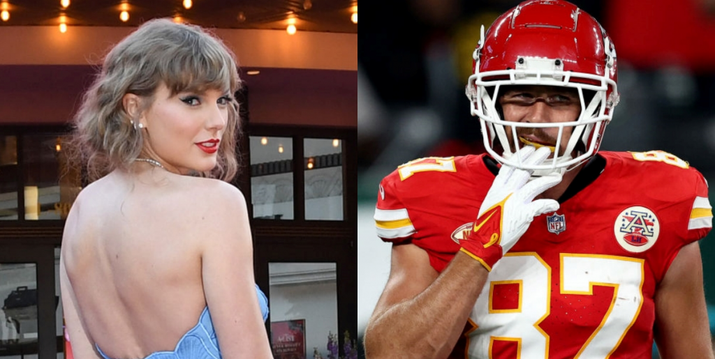 graphic shows images of Taylor Swift and Travis Kelce